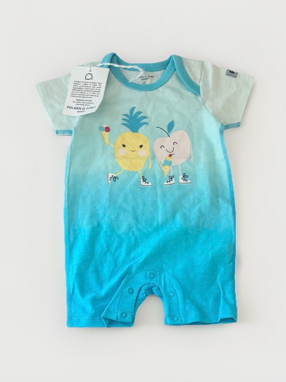NEW Polarn O. Pyret Sz 2-4 Months Baby Boys Romper Shorts Blue 100% Cotton